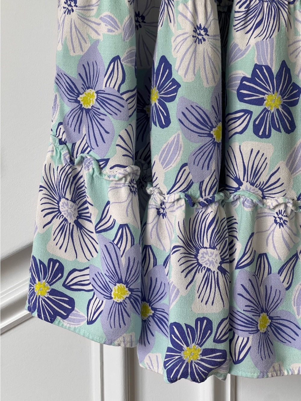 Zara Girls Tropical Floral Tiered Dress Green Lavender White Sz 11/12 fits 10/12 - Picture 7 of 14